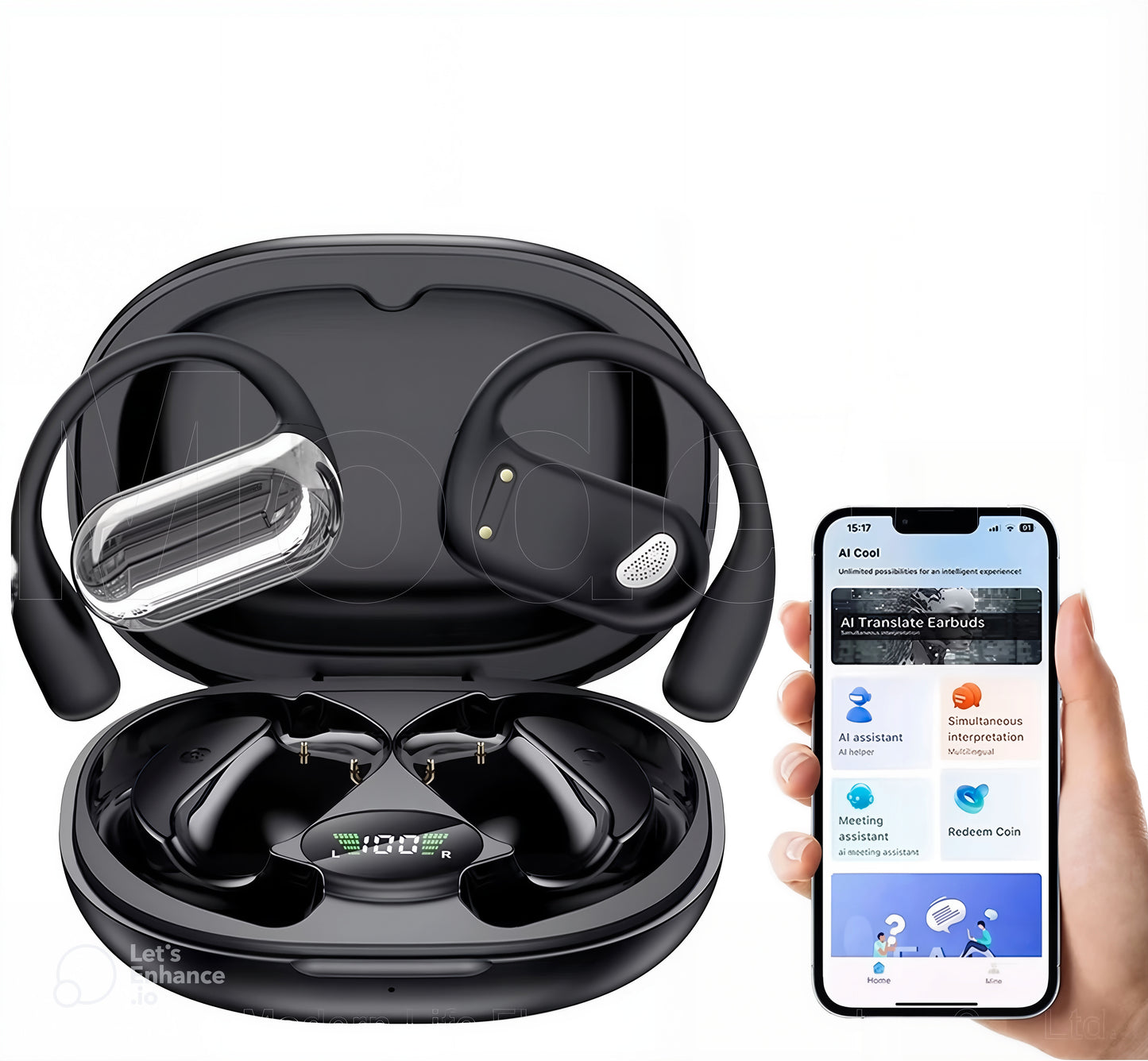 AI Language Translation Earbuds Real Time Translator Headphones 144 Languages & Accents 3 in 1