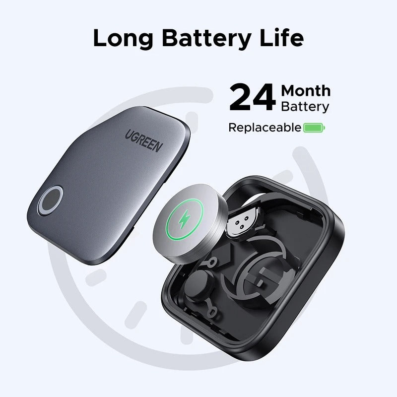Smart Finder – Apple Find My Certified Bluetooth Tracker for iPhone/iPad/Mac, 2‑Year Replaceable Battery, UL4200A Child‑Safe, Global Tracking, Lost Reminder, Ultra‑Mini 36×36×7.4mm with Stickers