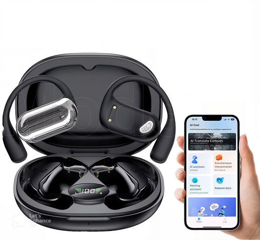 AI Language Translation Earbuds Real Time Translator Headphones 144 Languages & Accents 3 in 1