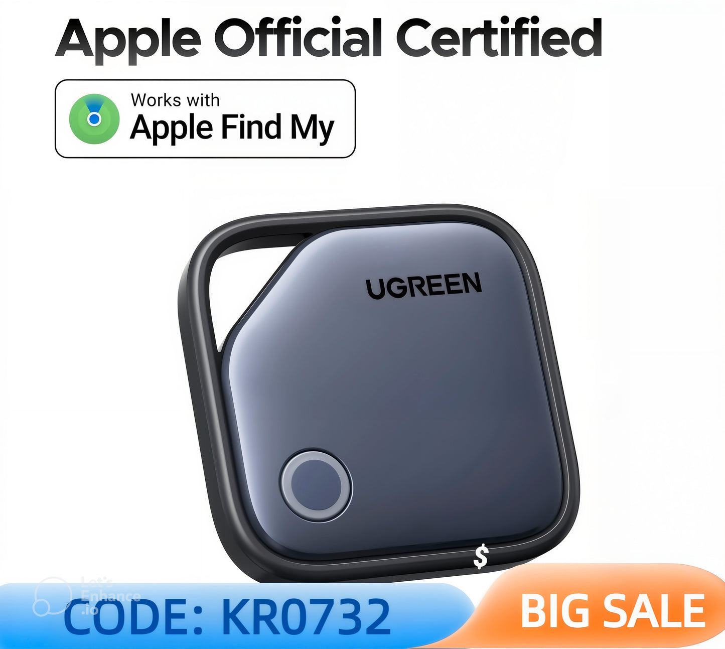 Smart Finder – Apple Find My Certified Bluetooth Tracker for iPhone/iPad/Mac, 2‑Year Replaceable Battery, UL4200A Child‑Safe, Global Tracking, Lost Reminder, Ultra‑Mini 36×36×7.4mm with Stickers