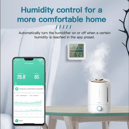 Tuya WiFi Temperature & Humidity Sensor – Smart Hygrometer Thermometer with Backlight, Smart Life App, Alexa & Google Assistant Compatible, CE/FCC/RoHS Certified