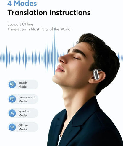 AI Language Translation Earbuds Real Time Translator Headphones 144 Languages & Accents 3 in 1