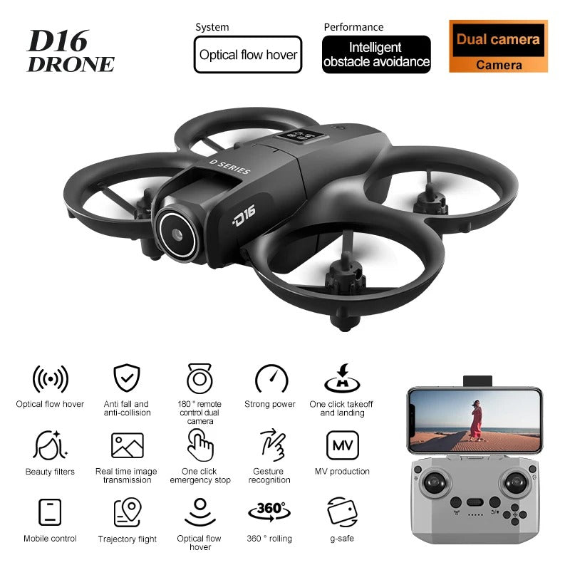 D16 Mini Drone – Dual Camera 8K HD UAV with GPS, Obstacle Avoidance, 20min Flight, 20000M FPV Range & Brushless Motor