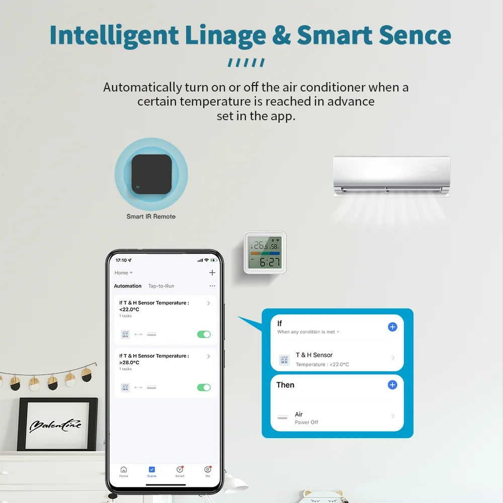 Tuya WiFi Temperature & Humidity Sensor – Smart Hygrometer Thermometer with Backlight, Smart Life App, Alexa & Google Assistant Compatible, CE/FCC/RoHS Certified
