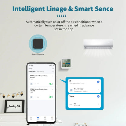 Tuya WiFi Temperature & Humidity Sensor – Smart Hygrometer Thermometer with Backlight, Smart Life App, Alexa & Google Assistant Compatible, CE/FCC/RoHS Certified