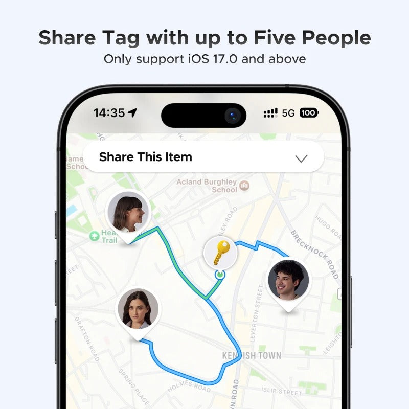 Smart Finder – Apple Find My Certified Bluetooth Tracker for iPhone/iPad/Mac, 2‑Year Replaceable Battery, UL4200A Child‑Safe, Global Tracking, Lost Reminder, Ultra‑Mini 36×36×7.4mm with Stickers